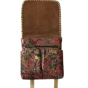 Patricia Nash Paisley Metallic Crossbody Bag 100% Italian Leather